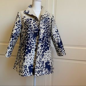 Grace Chuang  Ivory w/Silver & Navy Elegant Swing Jacket/Coat